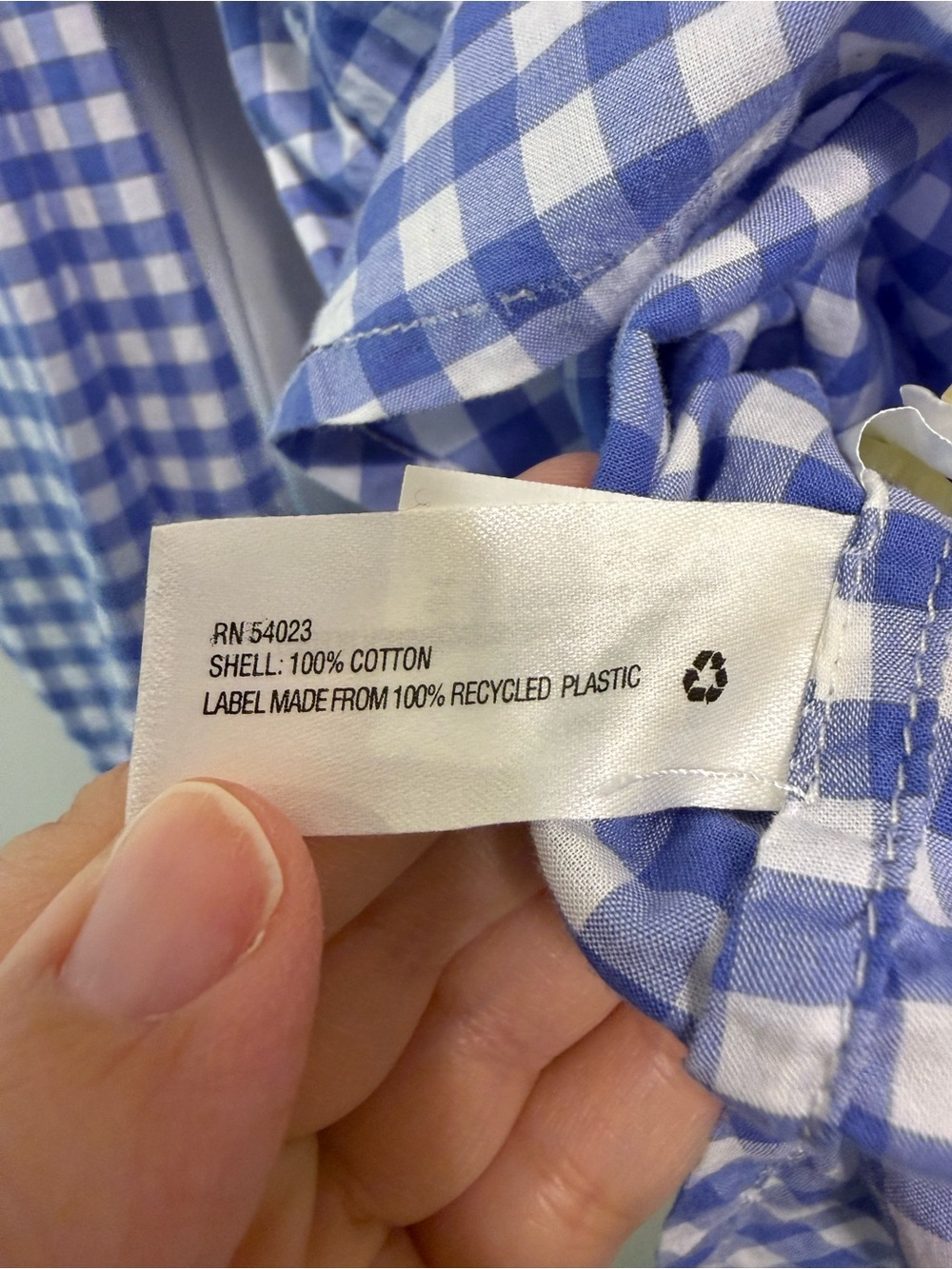 GAP Blue and White Gingham Shrunken Boyfriend Button-Down Shirt - Picture 4 of 4